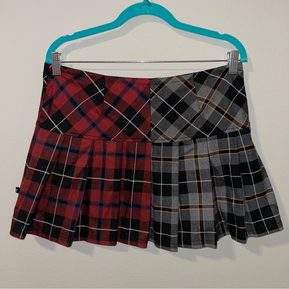 Royal Bones Split Zip Plaid Skirt - Picture 2 of 10